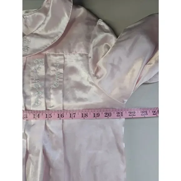Vtg Nicole Pastel Pink Granny Sleep Shirt Chemise Large Long Sleeve Flowers - Picture 7 of 10